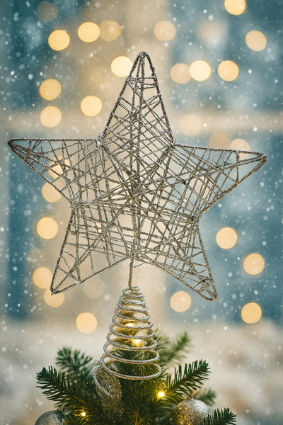 Waldern Ασημένιο Αστέρι Πρωτοχρονιάτικο Περιττάρισμα Χριστουγεννιάτικου Δέντρου Προσφοράς Premium