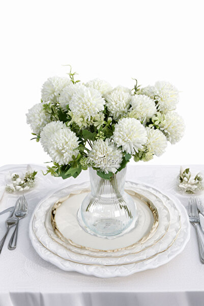 Yapay Çiçek Deposu Floare Artificială Top Cacatuză 7 buc. Mini Minge de Zăpadă 35 cm Alb