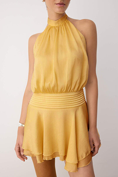 Trendyol Collection Yellow Straight Short / Mini Woven Dress Twoss25El00894