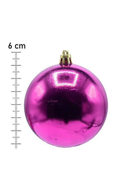 Waldern 5 cm Cici Ball Shiny 6-Piece Christmas Tree Ornament Fuchsia