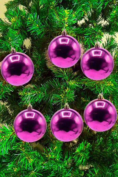 Waldern 5 cm Cici Ball Shiny 6-Piece Christmas Tree Ornament Fuchsia