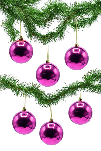 Waldern 5 cm Cici Ball Shiny 6-Piece Christmas Tree Ornament Fuchsia