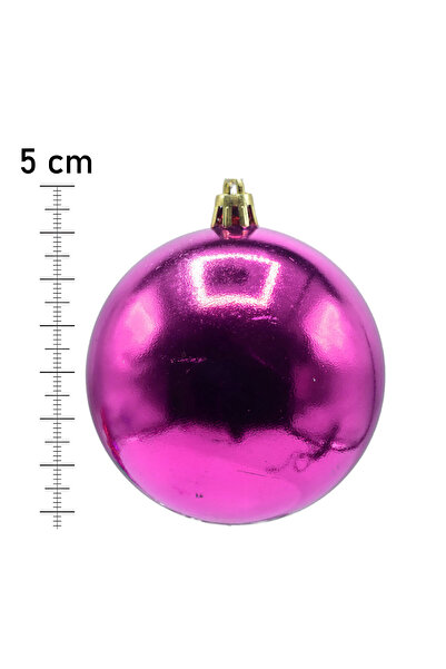 Waldern 5 cm Cici Ball Shiny 6-Piece Christmas Tree Ornament Fuchsia