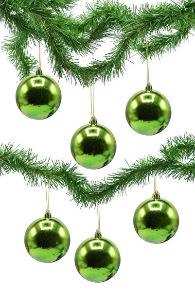 Waldern 6 Pieces 10 cm Shiny Christmas Tree Ornament Cute Ball Green