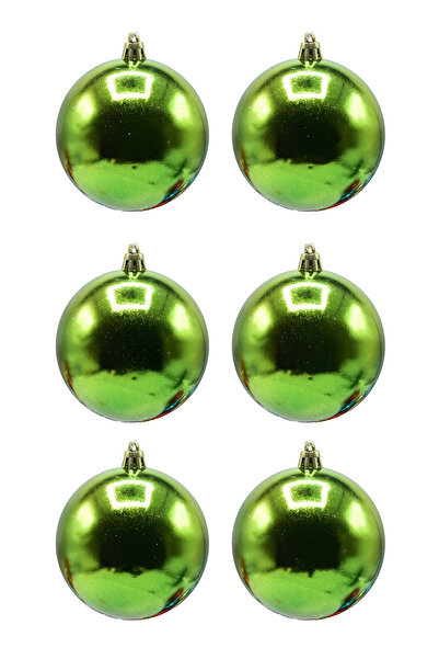 Waldern 6 Pieces 10 cm Shiny Christmas Tree Ornament Cute Ball Green