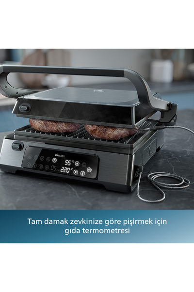 Philips HD6307/70 7000 Serisi Izgara ve Tost Makinesi, Hassas Dijital Kontrol, Izgara için Tam Açılı