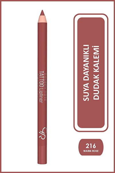 Golden Rose Tattoo Lipliner No: :216 Warm Rose - Suya Dayanıklı Uzun Süre Kal...