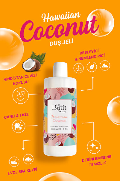 THE BATH FACTORY Nemlendirici ve Besleyici Hawaiian Coconut Duş Jeli 400 ml