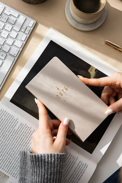 PAPERORA 2026 Haftalık Cep Ajandası 12 Aylık - Bej