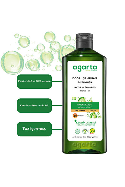Agarta At Kuyruğu Bitkisi Özlü Keratin Içeren Dökülme Karşıtı Bakım Tuzsuz Şampuan 400 ml