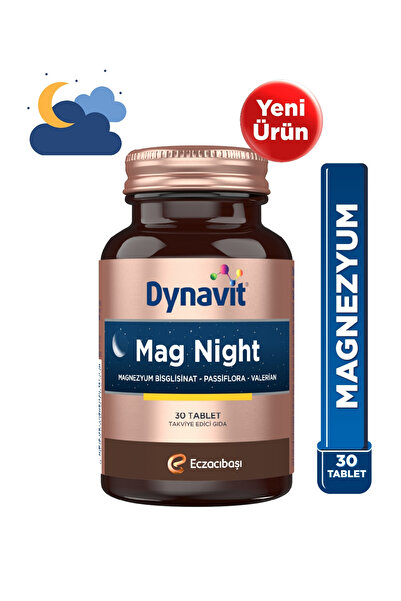 Dynavit Mag Night 30 Tablet - Akşam / Gece Magnezyumu - Magnezyum Bisglisinat, Passiflora, Valerian, B6-Uyku