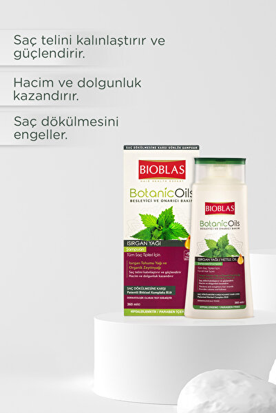 Bioblas Botanic Oils Isırgan Organik Zeytinyağı Şampuan 360 ml - Dolgunlaştırıcı, Saç Dökülmesine Karşı