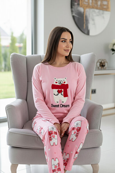 Pijamaevi Σετ γυναικεία θερμική πιτζάμα με σχέδιο ροζ Sweet Dream