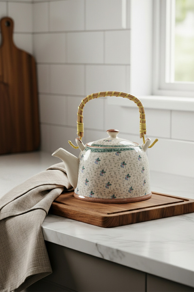 TRENDYOLMİLLA HOME Flower Patterned Porcelain 750ml Teapot Tphaw26Ml00002