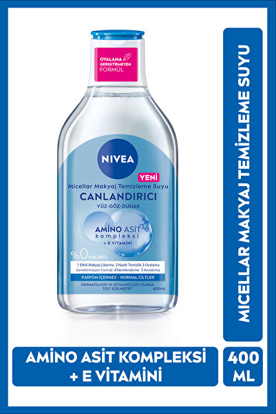 NIVEA Canlandırıcı Micellar Makyaj Temizleme Suyu 400ml, Amino Asit, E Vitamini, Nemlendirici, Normal Cilt