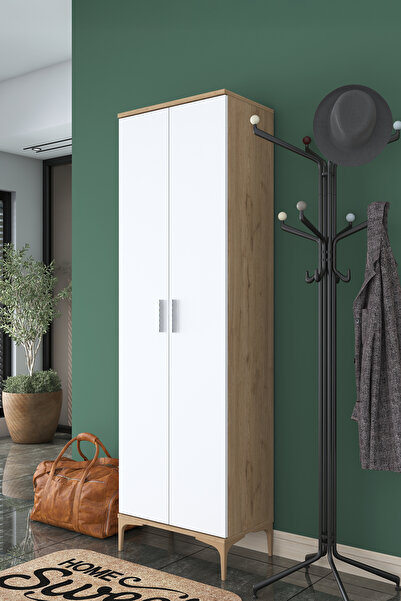 Rani Mobilya Rani Ea116 Ayakkabılık Portmanto 7 Raflı Çok Amaçlı Dolap Sepet Ceviz - Beyaz