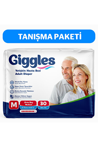 giggles Yetişkin Bel Bantlı Hasta Bezi Orta Boy (Medium) Bel Boyu 85-125cm  -...