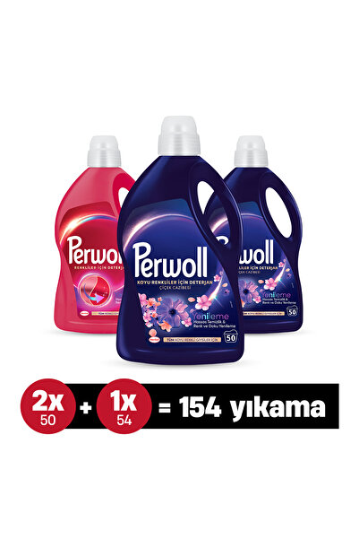 Perwoll Sıvı Çamaşır Deterjanı 3'lü set: (154 Yıkama) x2 Çiçek Cazibesi Koyu ...