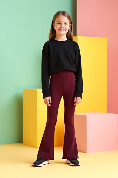 DARK SEER Kinder DS LUNA Burgunderrote Spanische Leggings mit Elastischem Bund für Kinder