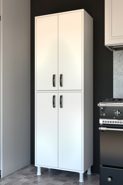 Rani Mobilya Rani F1 Çok Amaçlı Dolap 4 Kapaklı 6 Raflı Banyo Kiler Mutfak Dolabı Beyaz M4