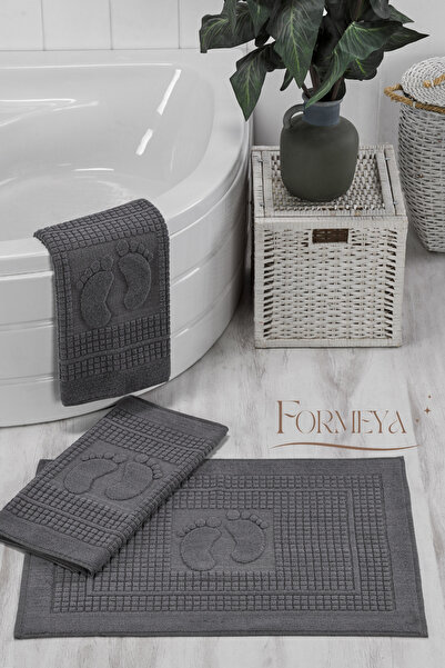 Formeya 3-Piece Footprint Curl Foot Towel - Doormat Bathroom Set (3 Pieces)