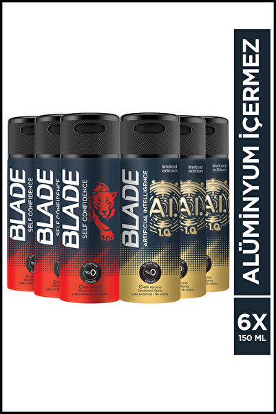 Blade Artificial 1.0&Self Confidence Erkek Alüminyumsuz Deodorant Seti 6x150 ...