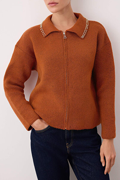 Trendyol Collection Tile Pearl Wide Fit Knitwear Cardigan Twoaw26Hi00160