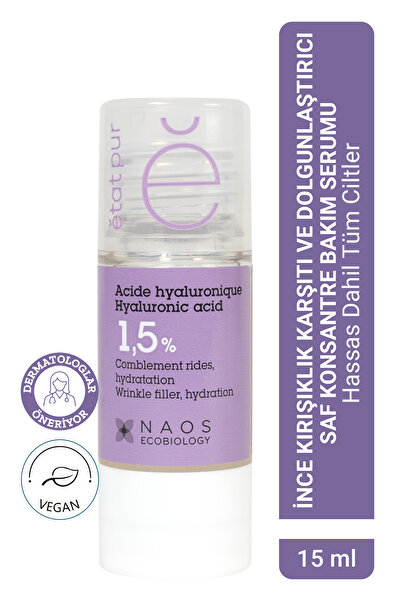 Etat Pur Pure Active Hyaluronik Asit %1,5 Kırışıklık Karşıtı Nemlendirici Konsantre Cilt Bakım Serumu 15 ml