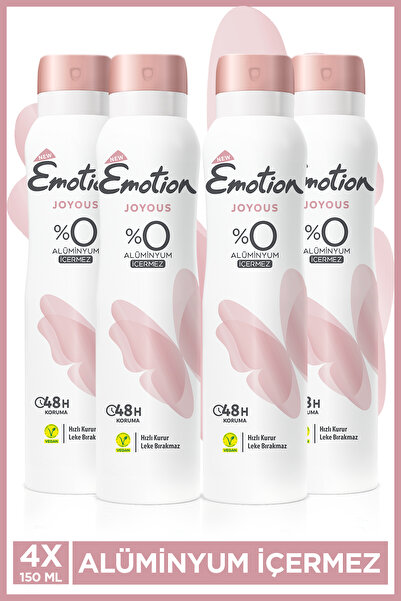 Emotion Joyous Kadın Alüminyumsuz Vegan Deodorant 4x150 Ml Hızlı Kurur, Leke ...