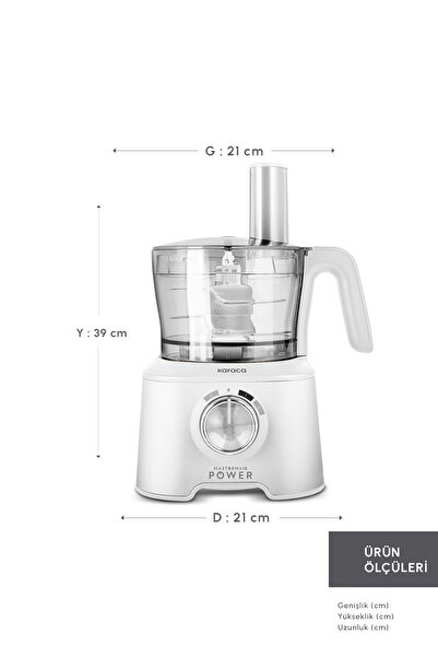 Karaca Mastermaid Power Multifunctional 10 in 1 Food Processor Matte White 2000W