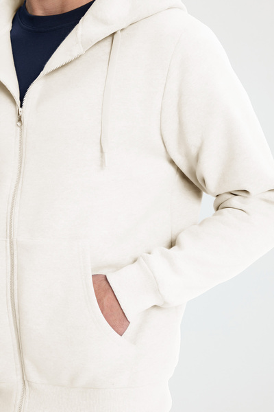 Tudors Unisex Relax Fit Comfortable Cut Cotton Fleece Inside Double Pockets Full Zipper White K Hooded Sweatshirt
