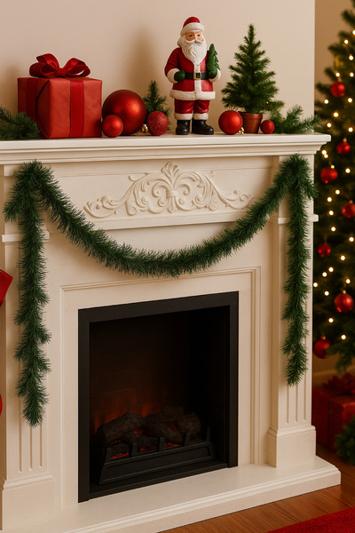 Waldern Πρωτοχρονιάτικη γιρλάντα από κλαδιά πεύκου 5 μέτρων Πράσινη γιρλάντα με λωρίδες Διακόσμηση για το χριστουγεννιάτικο δέντρο Φυσική εμφάνιση