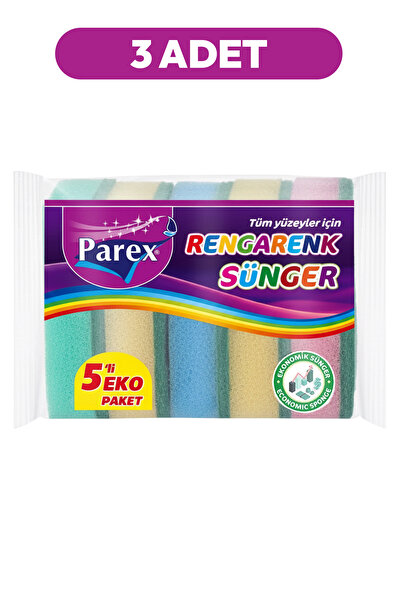 Parex Šareni set od 5 ravnih sunđera, trostruko pakovanje