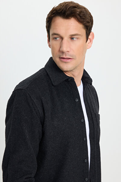 Tudors Men's Regular Fit Classic Cut Straight Pocket Dark Anthracite Lumberjack Shirt