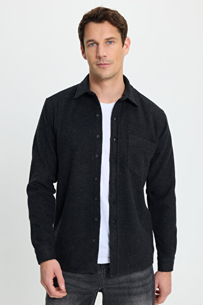 Tudors Men's Regular Fit Classic Cut Straight Pocket Dark Anthracite Lumberjack Shirt