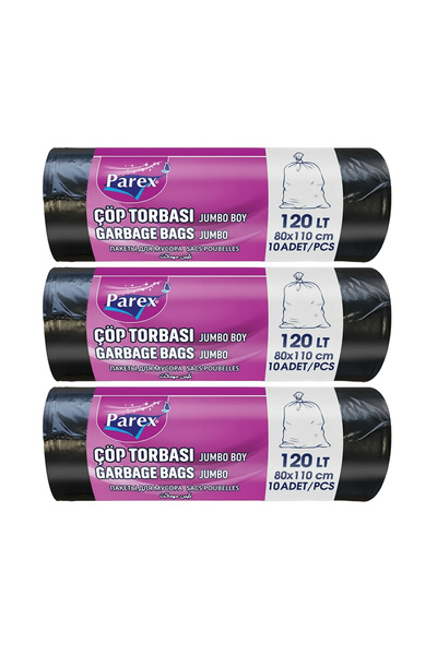 Parex Professional 10-Pack Garbage Bags Jumbo Size 80 X 110 cm Triple Pack