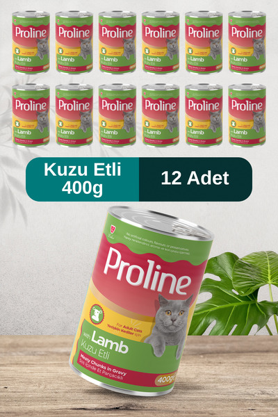 Pro Line Kuzu Etli Sos İçinde Et Parçacıklı Yetişkin Kedi Konservesi 400g x 12 Adet