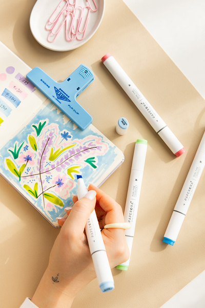 PAPERORA 12’li Çift Uçlu Alkol Bazlı Marker Kalem Seti – Fine + Chisel