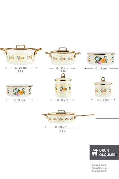 Karaca Viyan 14-Piece Enamel Storage Container and Cookware Set with Seasoning Set