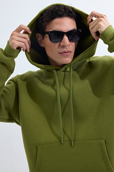 Tudors Πράσινο φούτερ Unisex Oversize Fleece με κουκούλα από βαμβάκι