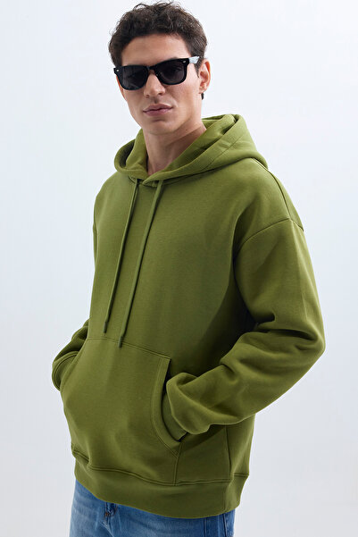 Tudors Πράσινο φούτερ Unisex Oversize Fleece με κουκούλα από βαμβάκι