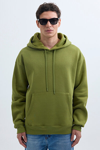 Tudors Πράσινο φούτερ Unisex Oversize Fleece με κουκούλα από βαμβάκι