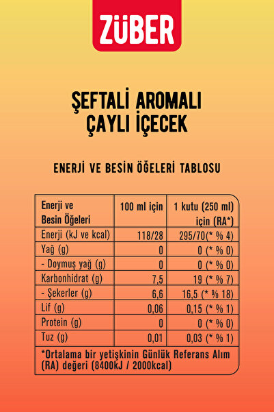 Züber Ice Tea Şeftali Soğuk Çay 250ml x 12 Adet