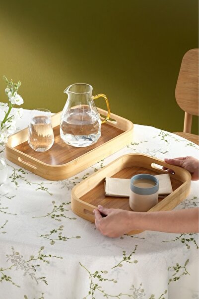 Karaca Nolan 2'li Bambu Tepsi 41x28 & 35x25 cm