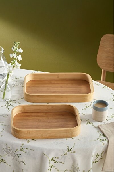 Karaca Nolan 2'li Bambu Tepsi 41x28 & 35x25 cm