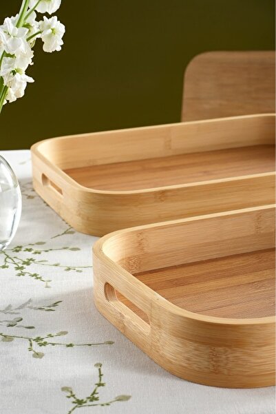 Karaca Nolan 2'li Bambu Tepsi 41x28 & 35x25 cm