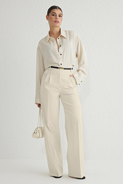 Trendyol Collection Tkané kalhoty se širokými nohavicemi a kamenem - Twoaw25Pl00109