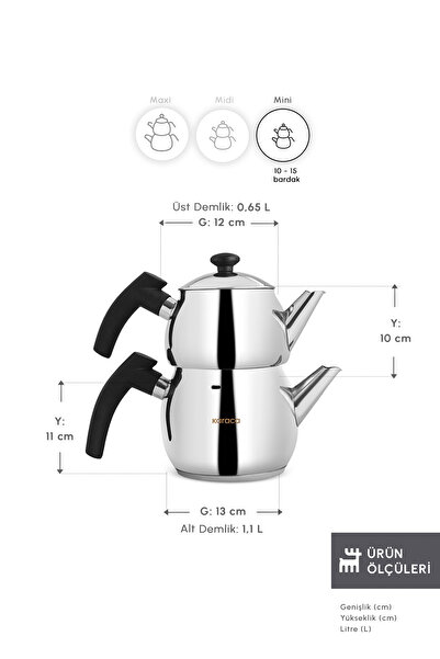 Karaca Set ceainic negru Adelya Mini Size cu bază de inducție