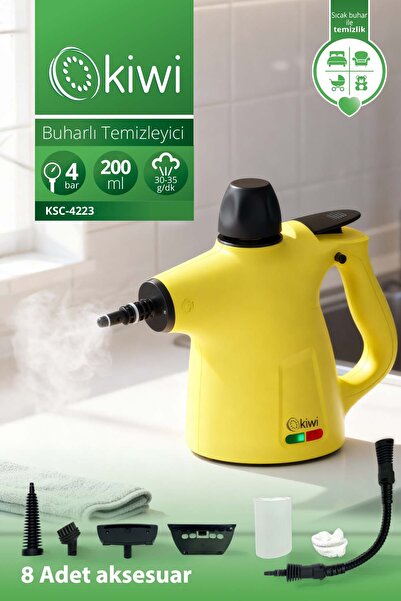 Kiwi KSC-4223 Buharlı Temizleyici | 8 Parça Aksesuar Seti | 4 Bar Basınçlı Güçlü Temizlik