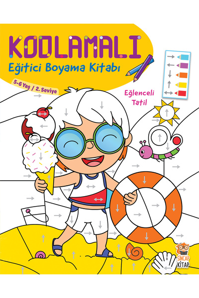 Sincap Kitap Kodlamalı Eğitici Boyama Kitabı - Eğlenceli Tatil (5- 6 Yaş 2. S...